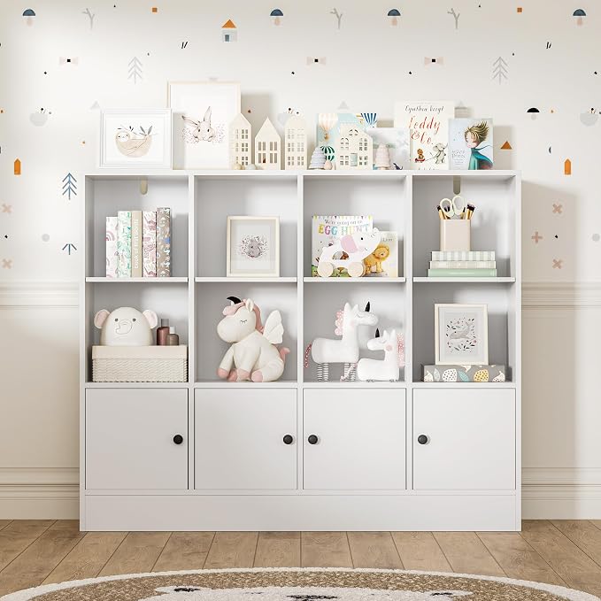 White Bookshelf, Wood Bookcase by DIYART