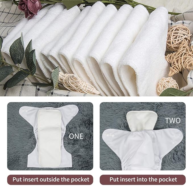 ALVABABY 6 Pack with 12 Inserts Baby Diaper Pocket Cloth Diapers Reusable - Image 6