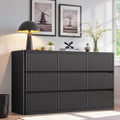 Black 9 Drawers Dressers for Bedroom, Curved Profile, Modern Flute Dresser TV by StandifurnoFurniture