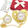 Personalized Pacifier Set with Name, BPA Free, Bling Gold Silver Pink Rose Gold by Ausbay