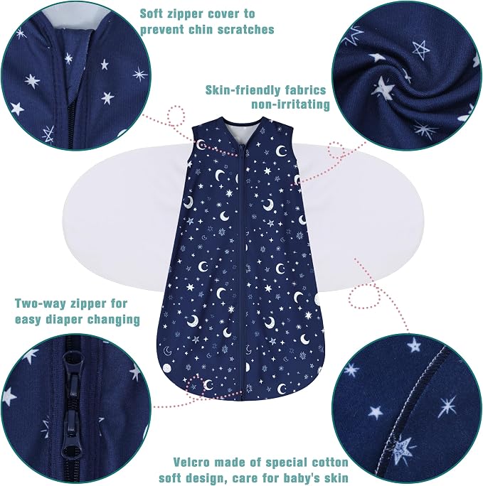 Newborn Sleep Sack Baby Swaddle, Swaddle me 3-6 Month, 3-Way Adjustable - Image 5