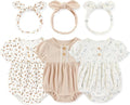 Newborn Baby Girl Clothes Cotton Bubble Romper Floral Short Sleeve Bodysuit 3 by MAMIMAKA