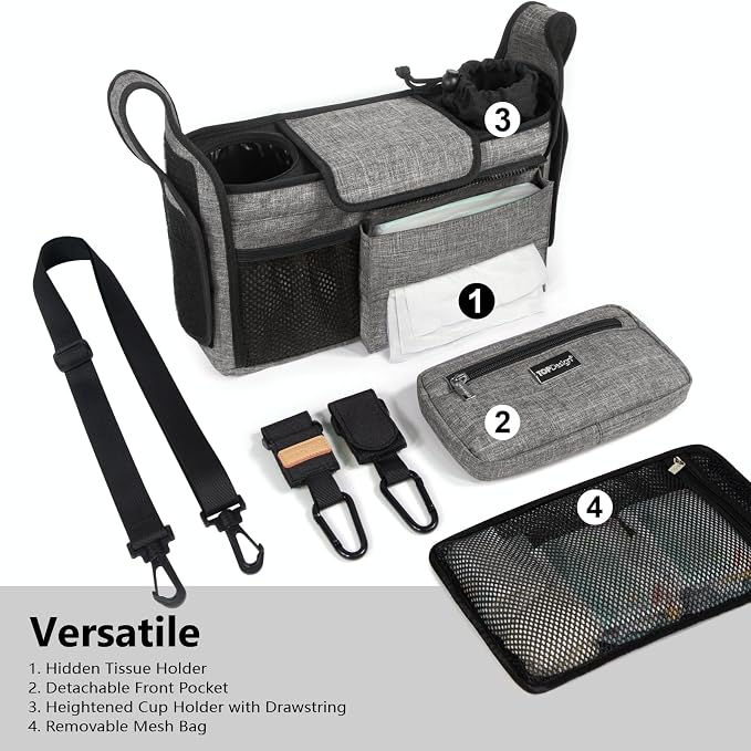 TOPDesign Universal Baby Stroller Organizer, Stroller Caddy - Image 2