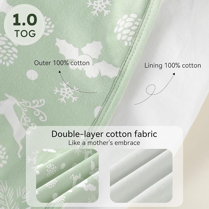 Baby Sleep Sack 0-6 Months 1.0 Tog Baby Wearable Blanket 100% Cotton Sleeping - Image 5