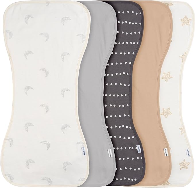 Gerber Baby Unisex Burp Cloths 5-Pack, Tan Grey, Size 10.5" x 21" by Gerber