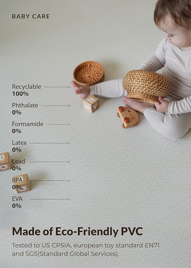 Baby Care Play Mat 82'' x 55'' Original One-Piece Reversible Rollable - Image 3