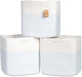 NaturalCozy 13 Inch Cube Storage Bins Cotton Rope Woven Baskets by NaturalCozy