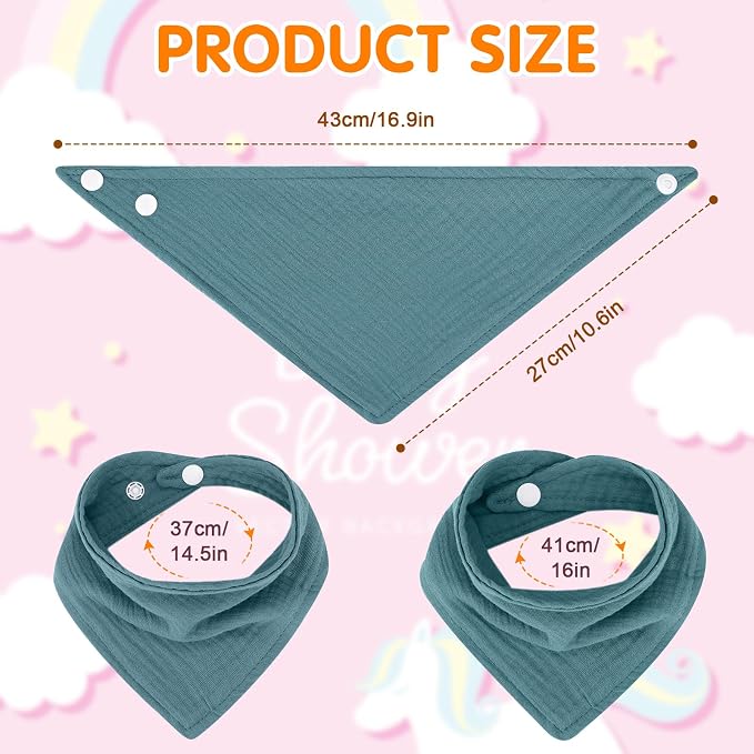 Accmor 10 Pack Muslin Baby Bibs 100% Cotton Bandana Drool Bibs - Image 8