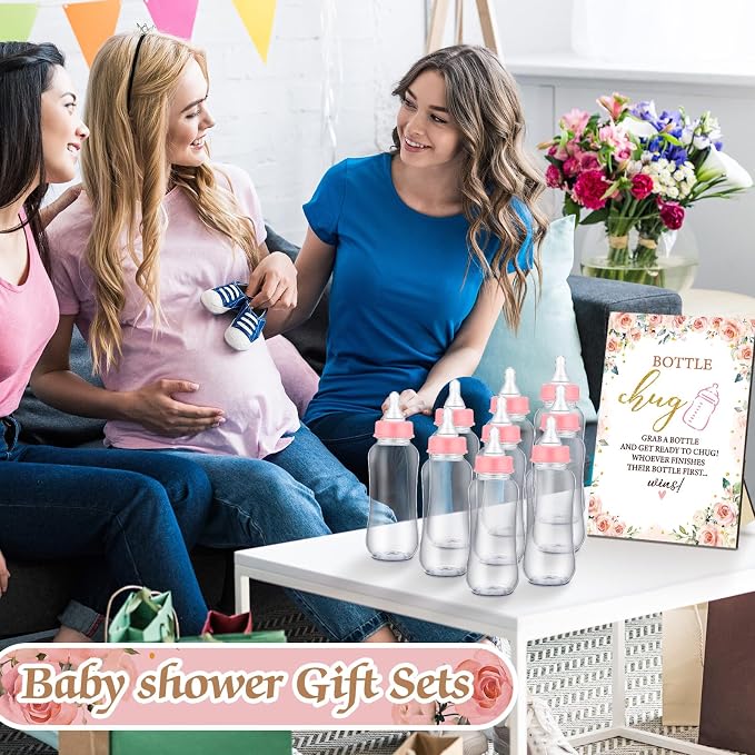 TrelaCo Floral Cool Baby Shower Games Bottle Chug Sign Wooden Floral Gift Sets - Image 6