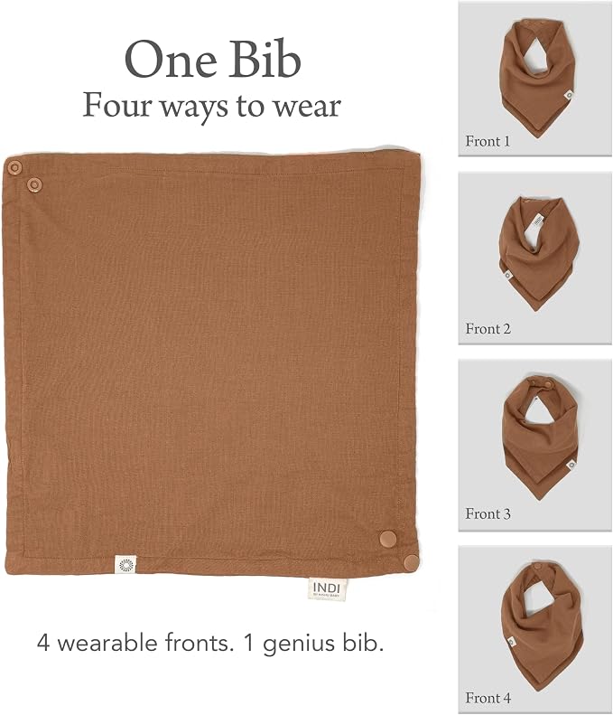 Kishu Baby Indi Organic Baby Bandana Bibs – Fairtrade 4-Way Reversible Drool - Image 5