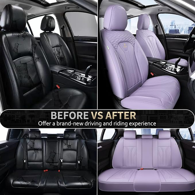 FLORICH Leather Car Seat Covers Full Set, Universal Full Coverage Car Seat - Image 9