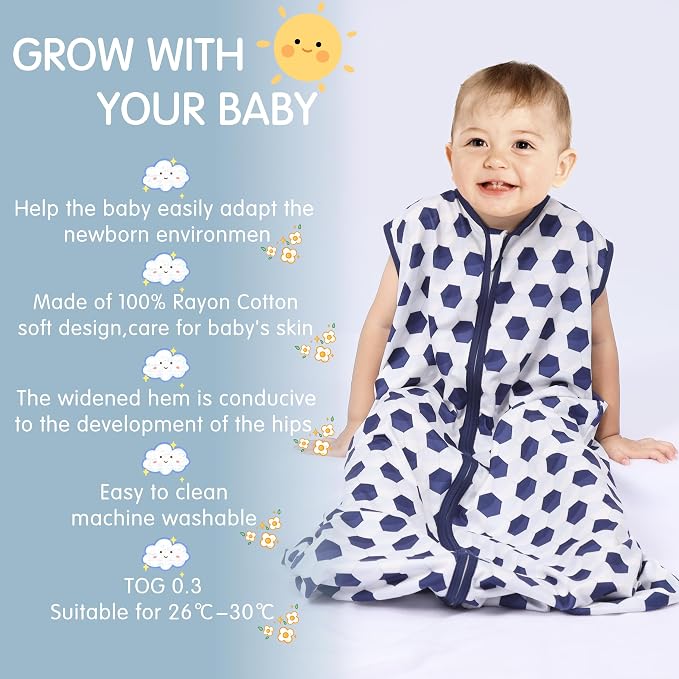 3 Pack Baby Sleep Sack 100% Rayon Cotton Baby Sleeping Bag 2-Way Zipper Toddler - Image 5