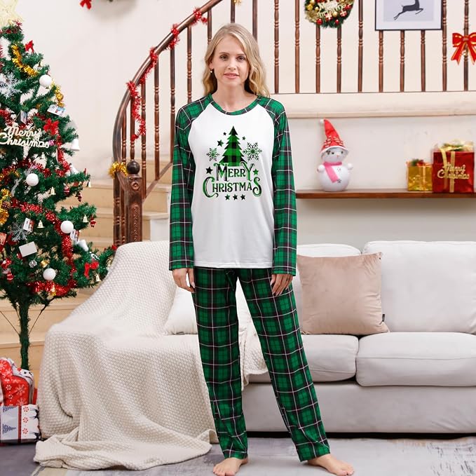 Awoscut Christmas Family Matching Pajamas Christmas Pjs Holiday Nightwear - Image 3