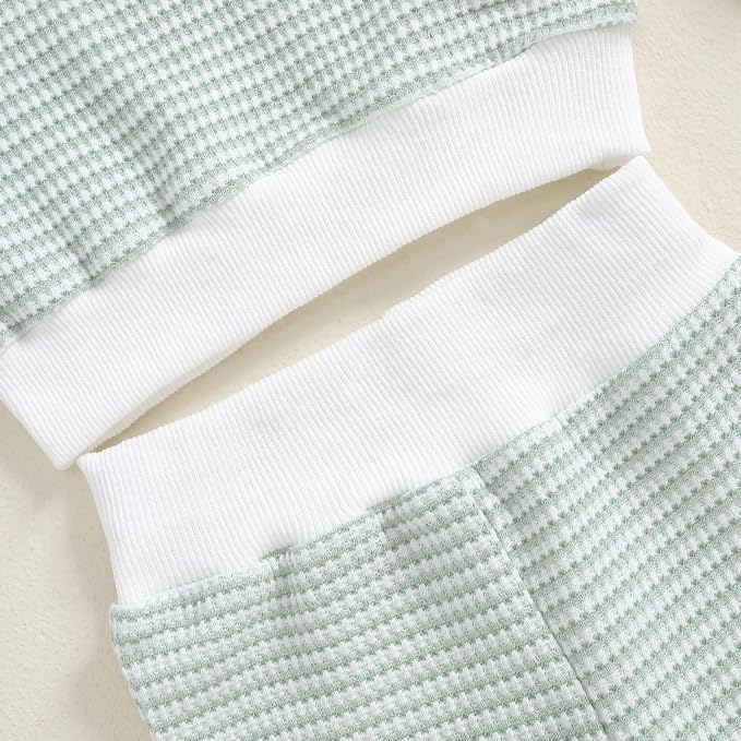 Toddler Baby Boy Fall Clothes Waffle Outfit Long Sleeve Color Blocking - Image 3