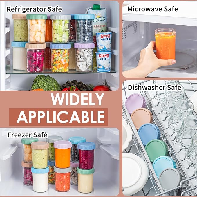 DRKIO 12 Pack Glass Baby Food Storage Containers - 8 Oz Baby Food Jars - Image 6