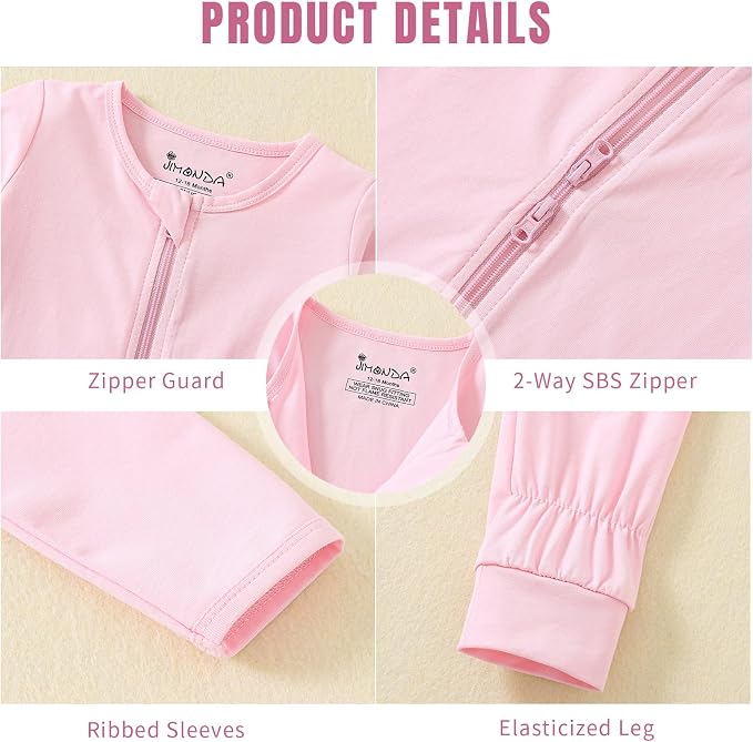 Jimonda Baby Sleeper Rompers, Unisex Boys Girls Zip-Front Pajamas One-Piece - Image 4