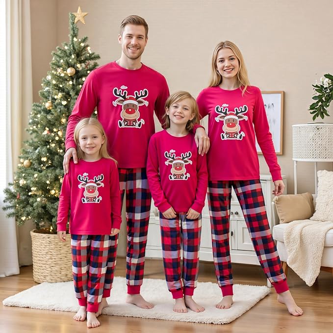 Awoscut Christmas Family Matching Pajamas Christmas Pjs Holiday Nightwear - Image 4