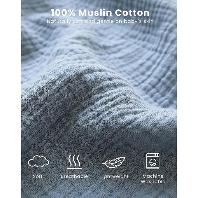 Konssy Muslin Baby Sleep Sack 6-12 Months 0.8 TOG, 2 Pack 100% Cotton Wearable - Image 4