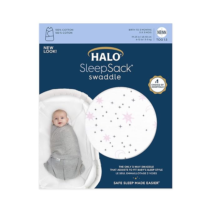 HALO 100% Cotton Sleepsack Swaddle, 3-Way Adjustable Wearable Blanket, TOG 1.5 - Image 8