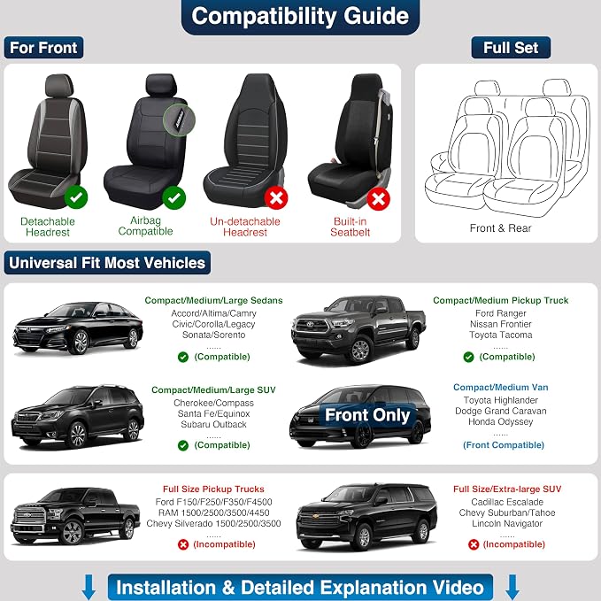 OASIS AUTO Car Seat Covers Premium Waterproof Faux Leather Cushion Universal - Image 6