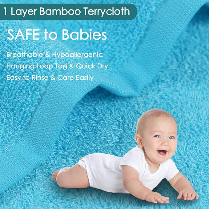 JEFFSUN Baby Washcloths 6 Pack, 10x10 inch Heavenly Soft Blue Wash Cloths - Image 2