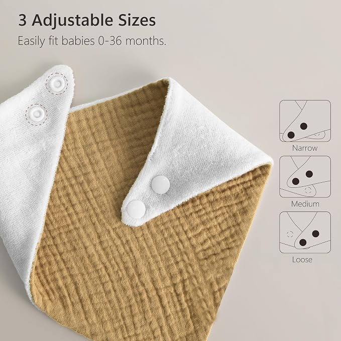 Bearmoss Muslin Baby Bibs 8 Pack Soft Bandana Bibs - Image 3