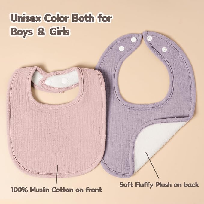 Susurration Muslin Baby Drool Bibs 6Pack Soft Square Adjustable Baby Bandana - Image 7