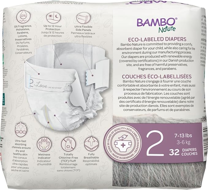 Bambo Nature Hypoallergenic Baby Diapers, Eco-Labelled Sustainable Diapers - Image 9