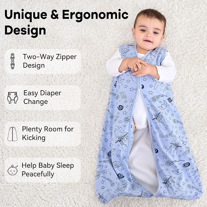 Baby Sleep Sack 6-12 Months 1.0 Tog Baby Wearable Blanket 100% Cotton Sleeping - Image 4