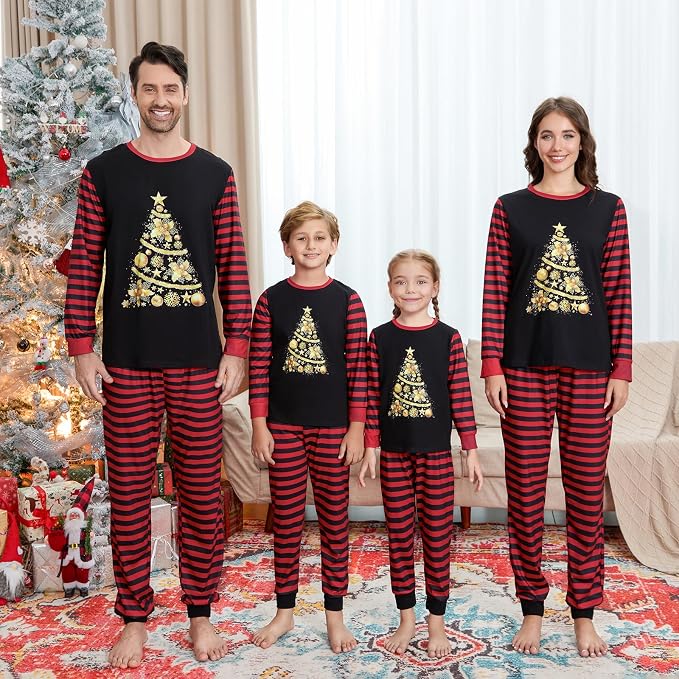 Awoscut Christmas Family Matching Pajamas Christmas Pjs Holiday Nightwear - Image 3