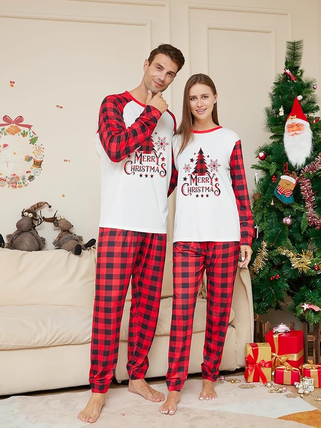 Awoscut Christmas Family Matching Pajamas Christmas Pjs Holiday Nightwear - Image 4