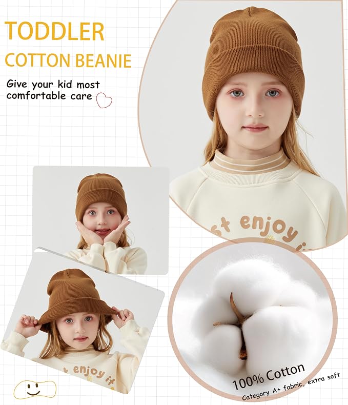 ROYBENS 100% Cotton Baby Beanie Cute Toddler Winter Hat Boys Girls Kids Soft - Image 4
