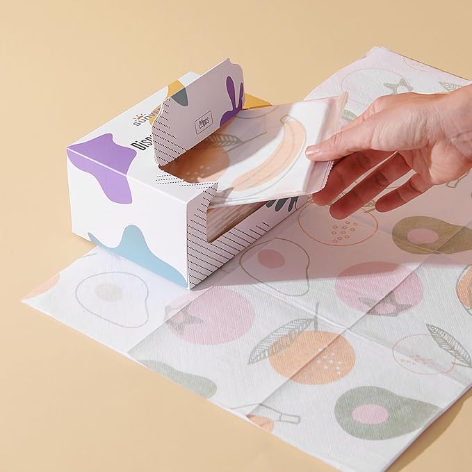 SUNVENO Disposable Baby Placemats – 40 Individually Wrapped Table Mats - Image 4