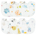 Zainpe 6Pcs Snap Muslin Cotton Baby Bibs Elephant Whale Rabbit Pattern Feeding by Zainpe