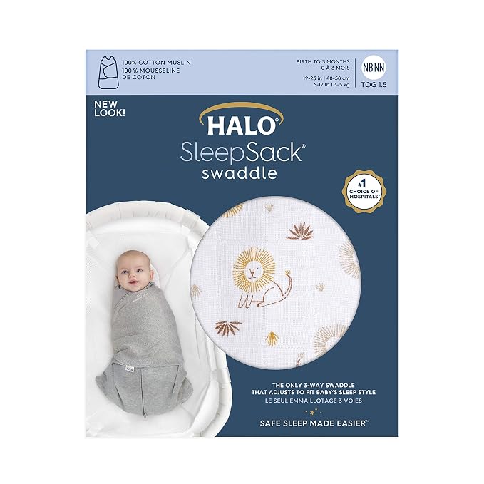 HALO 100% Cotton Sleepsack Swaddle, 3-Way Adjustable Wearable Blanket, TOG 1.5 - Image 4