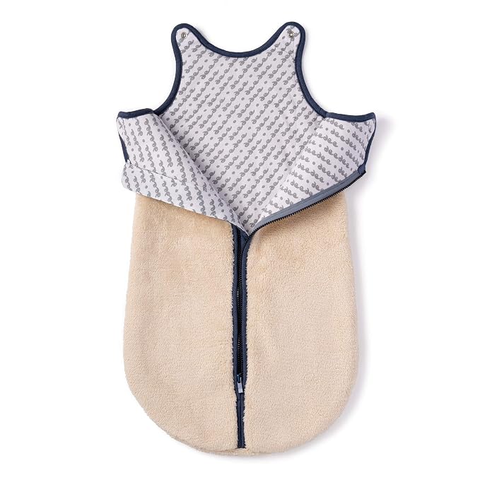baby deedee Sleep Nest Teddy Baby Sleeping Bag, Oatmeal Navy - Image 5