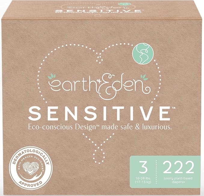 Earth & Eden Sensitive | Eco-Conscious & Hypoallergenic Diapers | Size 3 | 222 by EarthEdenSensitive