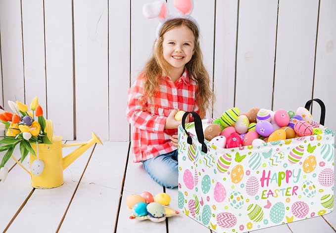 Easter Gift Basket Eggs Storage Basket Kids Toys Storage Basket Organizer Box - Image 2