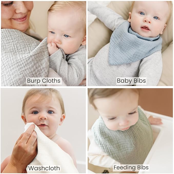 Konssy Muslin Baby Bibs 10 Pack Baby Bandana Drool Bibs 100% Cotton - Image 6