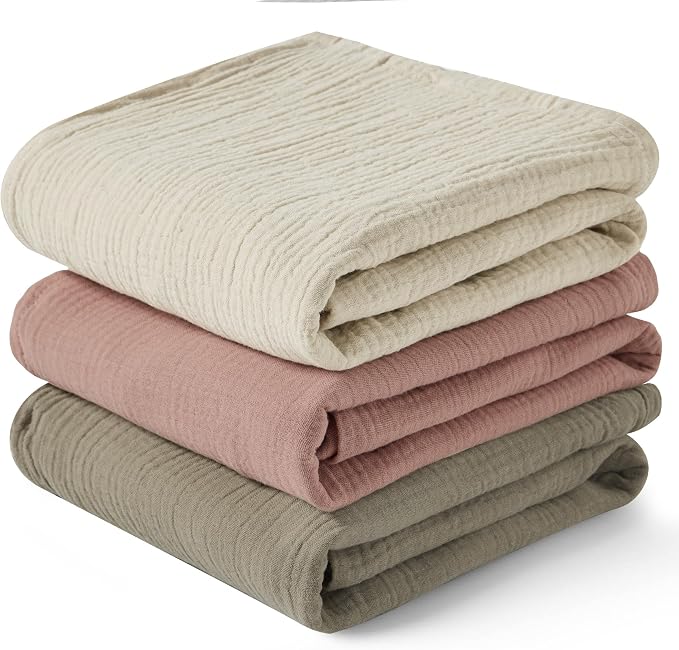JELLYMONI 3 Pack Muslin Swaddle Blankets by JELLYMONI