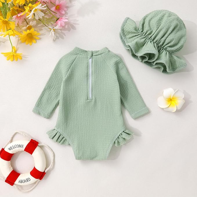 YOUNGER TREE Infant Baby Girls Swimsuit Long Sleeve Swimsuits One Piece - Image 3