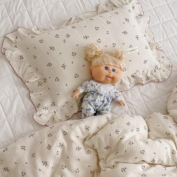 BuLuTu Beige Floral Toddler Pillowcase Muslin - Image 7