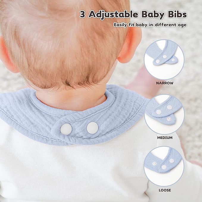 Susurration Muslin Baby Drool Bibs 6Pack Soft Square Adjustable Baby Bandana - Image 4