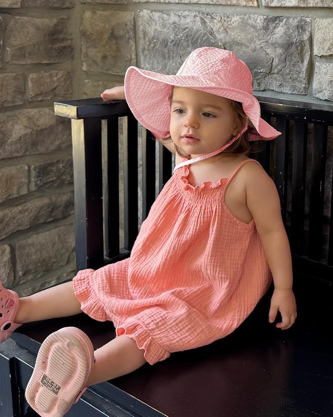 HONGTEYA Baby Sun Hat Toddler Girl Beach Hat Adjustable Outdoor Summer Hat UPF - Image 5