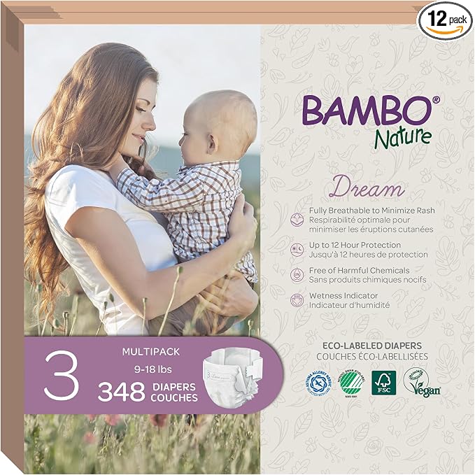 Bambo Nature Hypoallergenic Dream Baby Diapers, Premium Eco-Labeled Sustainable by BamboNature