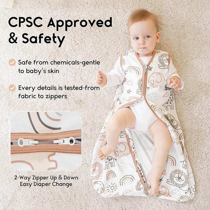 Yoofoss Baby Sleep Sack 6-12 Months 0.5 Tog Wearable Blanket - Image 4