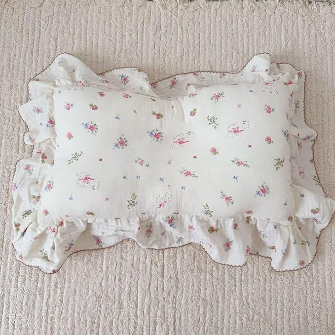 BuLuTu 2 Layers Muslin Cotton Toddler Pillowcase, Cute Pink Flower - Image 5