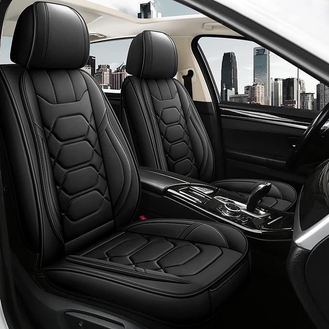 Pariitadin Leather Car Seat Covers Front Pair, Waterproof Faux Leather Seat by Pariitadin