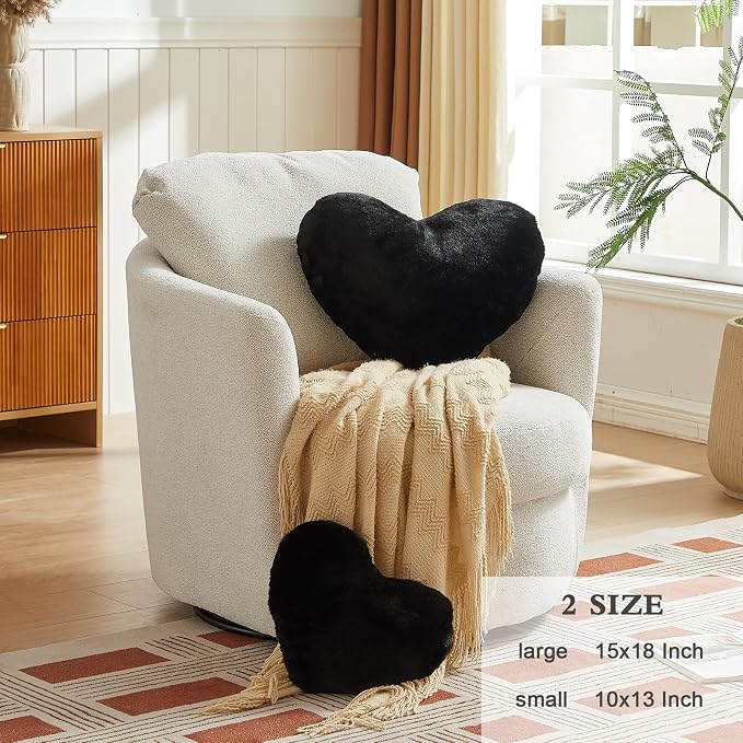 EastTree Heart Pillows, Love Throw Pillows Gifts, Ultra Soft Faux Rabbit Fur - Image 2