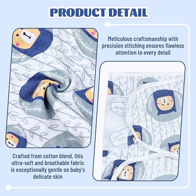 Cinaci 2 Pack Adjustable Soft Cotton Blend Newborn Baby Receiving Swaddle - Image 3